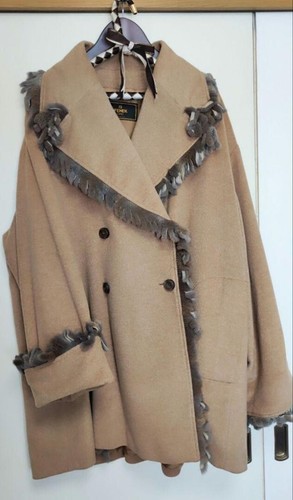 Cappotto pelliccia Fendi 365 marrone taglia L LL Made in Italy cappotto manica lunga bottoni davanti