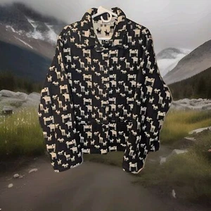 CHICO'S DESIGN Size 3 Vintage Cotton Jacket Black w/Ivory Llamas Alpacas Animals - Imagen 1 de 12