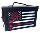 Firefighter Ax American Flag | 50cal Ammo Can | UV Printed | Black