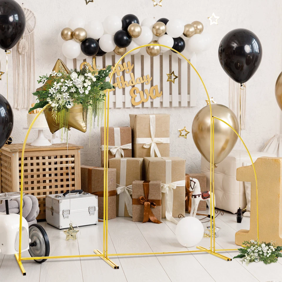 Cubierta de arco de boda doblada y soporte de telón de fondo de arco de boda dorado, escalada de plantas Foto 1 de 4