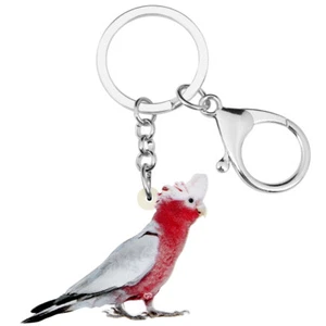 Acrylic Major Mitchell's Cockatoo Keychains Purse Key Ring Novelty Jewelry Gifts - Picture 1 of 5