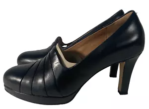 Clark Delsie Joy Black Leather Heel Size 8 1/2 M - new in box with imperfection - Picture 1 of 18