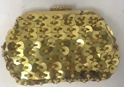 Vintage Beaded & Sequined Coin Purse Gold Tone 3.5”x5” Never Used - Изображение 1 из 2