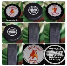 BELLEVILLE BULLS ONTARIO TEAM VINTAGE OHL OFFICIAL HOCKEY PUCK MADE IN GDR 🇩🇪