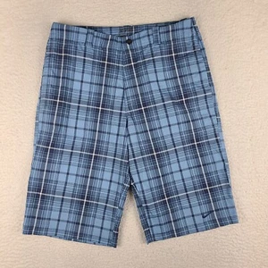 Nike Shorts Boys XL Blue Plaid 12" Dri Fit Tour Performance Golf Chino - Picture 1 of 13