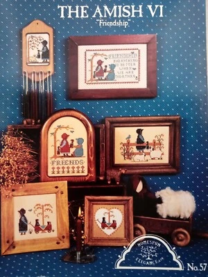 Homespun Elegence The Amish VI Friendship Cross Stitch Pattern VTG 1986 Bonnets - Image 1 of 4
