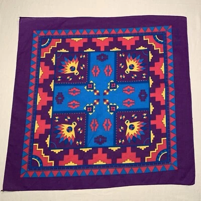 Vintage Native Geometric Print Bandana  Aztec Southwestern USA Made 22”x 22” - Image 1 of 4
