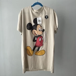 Mens Short Sleeve Mickey Mouse Graphic T-Shirt Tan Color Size Small NWT - Picture 1 of 9
