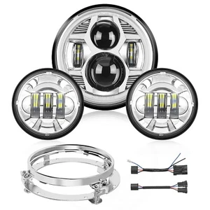 Nilight 7 Inch Motorcycle LED Headlight 4.5 Inch Fog Lights 2 Years Warranty - Picture 1 of 8