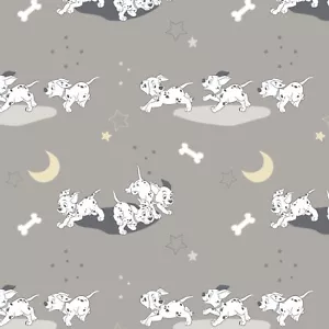 Tela Disney 101 Dálmatas Gris Claro Correr 100 % Algodón por Yarda - Imagen 1 de 2