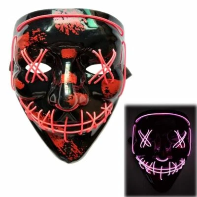 Led Mask Halloween Purge Election Mascara Costume Light Up Mask Glow In Dark 1pc - Image 1 of 4
