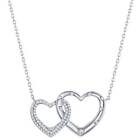 Klassische Damen Halskette silber Micro Pave weiß CZ ineinandergreifende Herzen M-6630