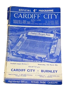 CARDIFF CITY V BURNLEY - DIVISION ONE - 14/2/1962 - Picture 1 of 1
