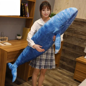 Blue Whale Plush Toy Simulation Whale Doll Stuffed Animal Children Birthday Gift - Picture 1 of 16
