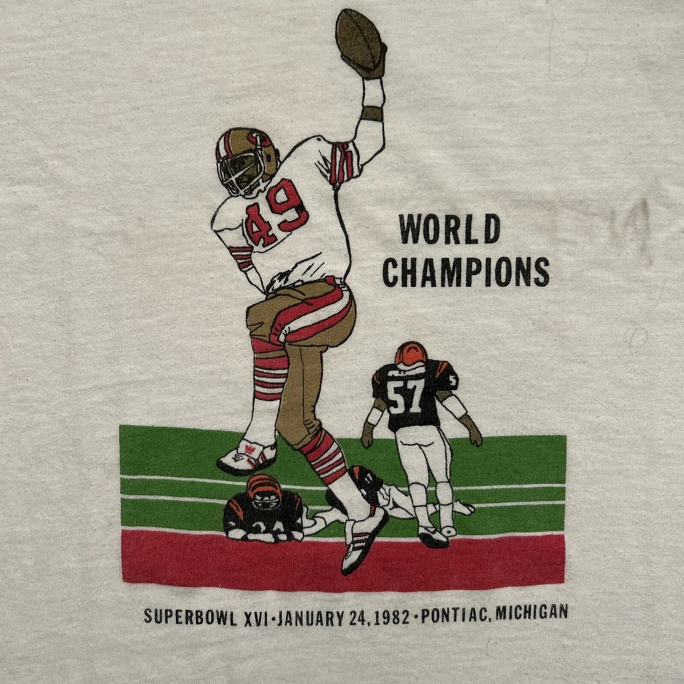Camiseta De Colección Años 80 1981 San Francisco 49ers Campeones Superbowl Pantalla L Estrellas Foto 1 de 4