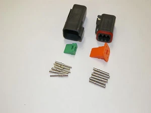 6X BLACK DEUTSCH DT SERIES CONNECTOR SET 16-18-20 GA SOLID NICKEL TERMINALS - Picture 1 of 1