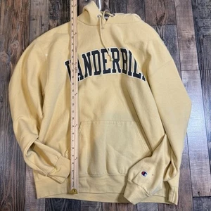 Vintage 90s Champion Vanderbilt University Hoodie Large Yellow Sweatshirt - Bild 1 von 8