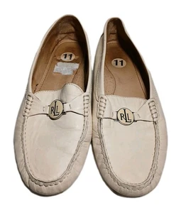 Ralph Lauren Carley elfenbeinfarbene Lederhalbschuhe Damengröße 11B *Mängel* wie Kauf - Bild 1 von 14