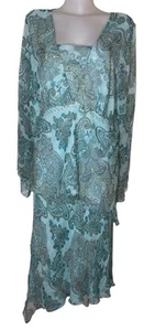 Y2k Women's Blue Floral Silk Asymmetric Fairycore Boho Retro Top Skirt Set Sz 3X - Picture 1 of 7