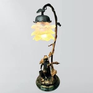 Vintage Tin Chi Andrea By Sadek Bronze & Marble Fairy Borrower Lamp - Bild 1 von 7