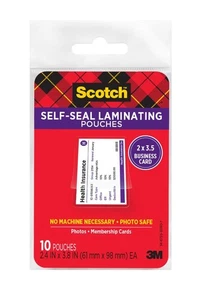 Scotch selbstversiegelnde Laminierfolien 10er Pack Visitenkartengröße ultraklar - Bild 1 von 8
