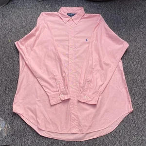 Camisa Formal Ralph Lauren Para Hombres XL Rosa Algodón Pinpoint Yarmouth Azul Pony Logo - Imagen 1 de 4