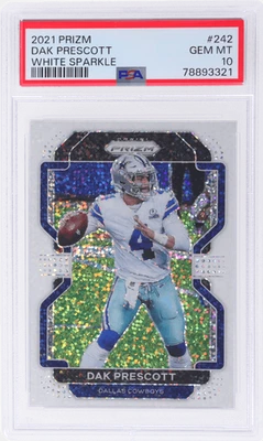 2021 Panini Prizm Dak Prescott White Sparkle Prizm #242 PSA 10 - Image 1 of 2