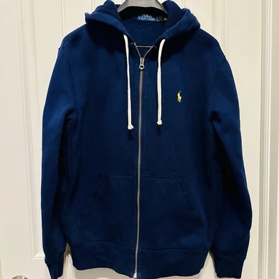 Polo Ralph Lauren Sudadera con Capucha Para Hombre Grande Azul Marino Cremallera Completa Poni Logo Cordón Foto 1 de 4