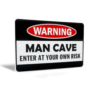 Vintage Metal Man Cave Warning Sign for Garage Bar Dorm Home Room Decor Wall Art - Picture 1 of 8