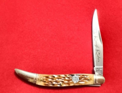 NAVAJA DE BOLSILLO PLEGABLE ROUGH RIDER BONE HANDLED Arkansas palillo de dientes 3 1/2" nos Foto 1 de 4