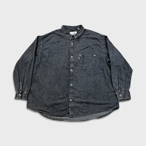 Levi’s Silvertab Denim Shirt Mens XL Black Oversized Acid Wash Button Up Western - Picture 1 of 9