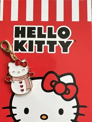 "Etiqueta colgante de cuero tiza genuina Coach de 2,25"" Hello Kitty corazones de gato de nieve encanto" Foto 1 de 4