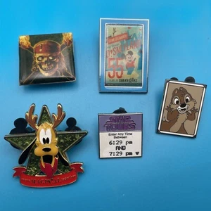 DISNEY PIN TRADING LOT of 5, Mickey Mouse, Pluto, Chip, Pirates, Star Tours - Picture 1 of 2
