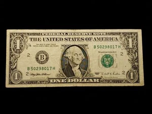 1995 $1 Web Note FRN B50298017H - Run 8 - BH Block 5/12 - Fine - SKU-CA774 - Picture 1 of 6