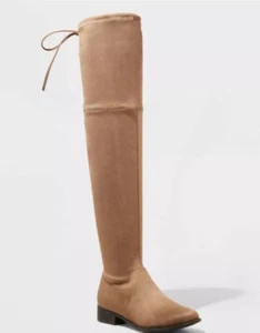 A New Day Sidney Over The Knee Boots Taupe Faux Suede Women's Size 6.5 - Picture 1 of 3
