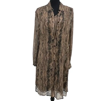 Женское платье Robbie Bee шелковый змеиный принт оболочка оверлей рубашка винтажное размер 10 - Изображение 1 из 4