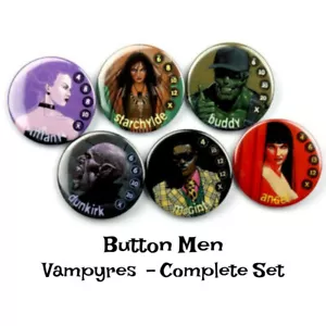 Button Hombres Vampiros Set Juegos Baratos De Colección Juego de Dados de Combate 6 Botones NUEVO - Imagen 1 de 4