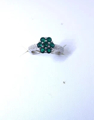 Anello Donna Trova Gioielli 9466-VD In Argento Con Fiore E Pietre Verdi - Immagine 1 di 2