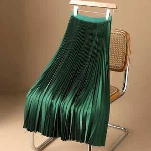UK#Womens High Waist Pleated Skirt Dress Ladies Summer Holiday Long Swing Skirts - Picture 1 of 20