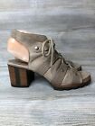Sorel Sandals Womens 8.5 Addington Lace Up Block Heels NL2436-227 Brown Leather
