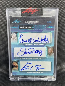SEALED Leaf Ultimate Triple Auto Floyd Mayweather Spence Pernell Whitaker 1/5 - Picture 1 of 2
