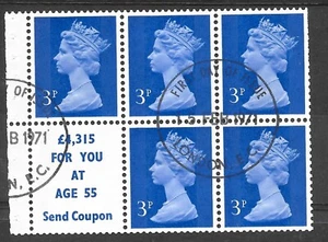 GB 1971 BOOKLET PANE SG X855L VERY FINE USED; F.D.I.CANCEL 15/2/71. - Picture 1 of 2
