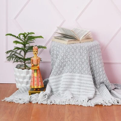 Gray cotton blankets and throws  50 X 60 inches Reversible - Image 1 of 4