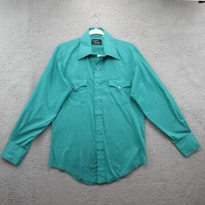 Champion Westerns Vintage Pearl Snap Long Sleeve Shirt Mens L Cowboy Turquoise - Picture 1 of 8