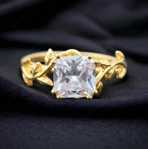 925 Sterling Silver 6mm Square Shape Lab Created Moissanite Ring Solitaire Ring - Picture 1 of 7