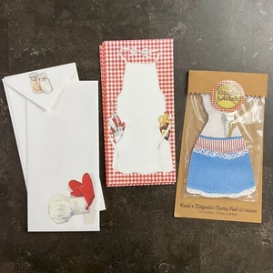 Vintage chef cooking themed blank invitations & memo pad stationary lot - Picture 1 of 5