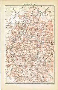 Stadtplan von BRÜSSEL 1894 Original-Graphik - Picture 1 of 1