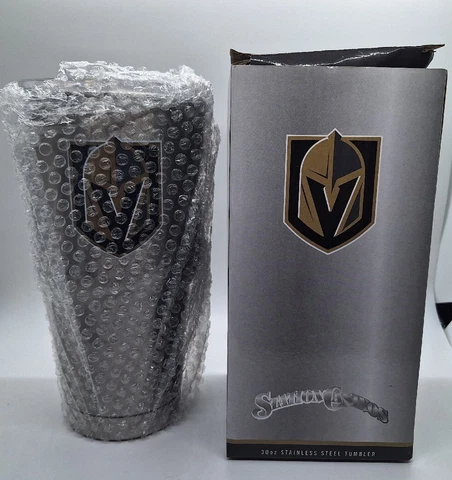 New 30 oz Vegas Golden Knights Insulated Stainless Steel Tumbler w/ Station Logo Cover