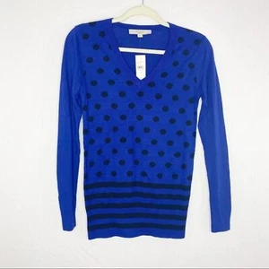 Suéter Loft Azul Polkadot cuello en V - Nuevo con etiquetas, Xs - Imagen 1 de 3
