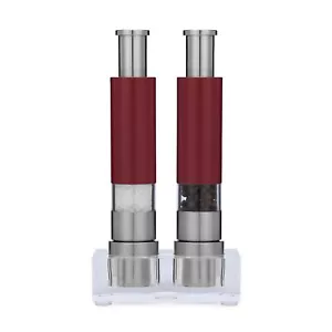 Salt and Pepper Grinder Set of 2 with Modern Thumb Push Button Red Grinder, P... - Picture 1 of 7